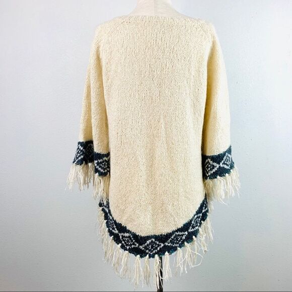 Vintage Fringe Knit Button Front Poncho Sweater - Picture 12 of 12